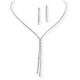 107125, RECTANGLE CUBIC ZIRCONIA ACCENT CRYSTAL RHINESTONE NECKLACE SET