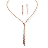 107125, RECTANGLE CUBIC ZIRCONIA ACCENT CRYSTAL RHINESTONE NECKLACE SET