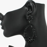 107390, FLORAL RHINESTONE EVENING DANGLE EARRING