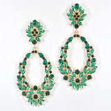 107390, FLORAL RHINESTONE EVENING DANGLE EARRING