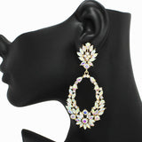 107390, FLORAL RHINESTONE EVENING DANGLE EARRING