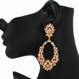 107390, FLORAL RHINESTONE EVENING DANGLE EARRING