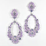 107390, FLORAL RHINESTONE EVENING DANGLE EARRING