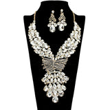 107397, TEARDROP RHINESTONE ACCENT EVENING NECKLACE SET