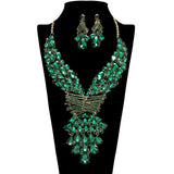 107397, TEARDROP RHINESTONE ACCENT EVENING NECKLACE SET