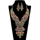 107397, TEARDROP RHINESTONE ACCENT EVENING NECKLACE SET
