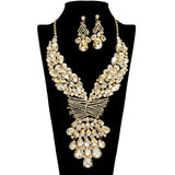 107397, TEARDROP RHINESTONE ACCENT EVENING NECKLACE SET
