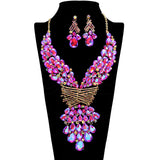 107397, TEARDROP RHINESTONE ACCENT EVENING NECKLACE SET