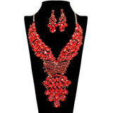 107397, TEARDROP RHINESTONE ACCENT EVENING NECKLACE SET
