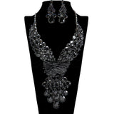 107397, TEARDROP RHINESTONE ACCENT EVENING NECKLACE SET