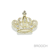 107477, CROWN CRYSTAL RHINESTONE BROOCH PIN