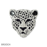 107481, LEOPARD HEAD CRYSTAL RHINESTONE BROOCH PIN