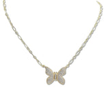 108390, 14K GOLD PLATED BUTTERFLY CUBIC ZIRCONIA PENDANT NECKLACE