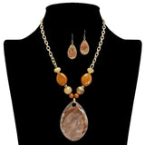 107591, TEARDROP GLITTER CELLULOID ACETATE STATEMENT NECKLACE