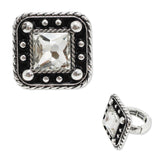 107677, WESTERN SQUARE TURQUOISE STONE STRETCH RING