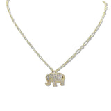 108389, 14K GOLD PLATED ELEPHANT CUBIC ZIRCONIA PENDANT NECKLACE