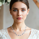 108325, CUBIC ZIRCONIA LEAF SHAPE RHINESTONE NECKLACE SET