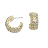 107893, 14K GOLD PLATED PAVE CUBIC ZIRCONIA DESIGNER INSPIRED EARRING