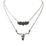 108736, 2 PIECE WESTERN SYMBOL STEER HEAD NECKLACE