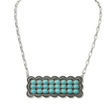 108738, WESTERN OVAL TURQUOISE STONE ACCENT STATEMENT NECKLACE