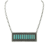 108739, WESTERN RECTANGLE TURQUOISE STONE ACCENT STATEMENT NECKLACE