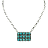 108743, WESTERN ROUND TURQUOISE ACCENT GEOMETRIC PENDANT NECKLACE
