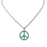 108745, WESTERN TURQUOISE STONE PEACE SIGN PENDANT NECKLACE
