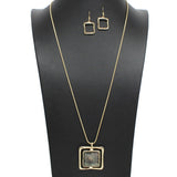 108747, SQUARE ABALONE ACCENT LONG PENDANT NECKLACE