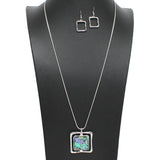 108747, SQUARE ABALONE ACCENT LONG PENDANT NECKLACE