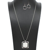 108747, SQUARE ABALONE ACCENT LONG PENDANT NECKLACE