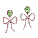108753, PINK RIBBON PAVE CRYSTAL RHINESTONE DANGLE EARRING