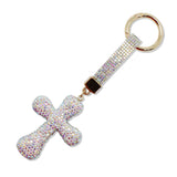 108757, BLING CRYSTAL EMBELLISHED CROSS KEYCHAIN BAG CHARM