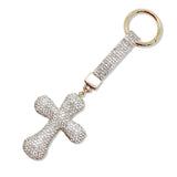 108757, BLING CRYSTAL EMBELLISHED CROSS KEYCHAIN BAG CHARM