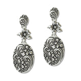 108764, WESTERN ENGRAVED FLOWER METAL DANGLE EARRING
