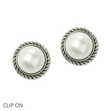 108801, PEARL ROUND CLIP ON EARRING