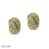 108805, BRAIDED TEXTURE METAL CLIP ON EARRING