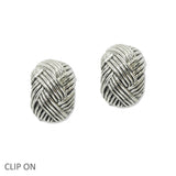 108805, BRAIDED TEXTURE METAL CLIP ON EARRING