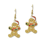 108811, GLITTER CHRISTMAS GINGERBREAD MAN DANGLE EARRING