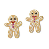 108812, CHRISTMAS GINGERBREAD MAN PEARL STUD EARRING