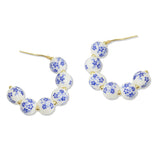 108815, FLORAL CERAMIC PORCELAIN BEADED HOOP EARRING
