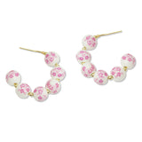 108815, FLORAL CERAMIC PORCELAIN BEADED HOOP EARRING