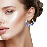 108816, FLORAL CERAMIC PORCELAIN FRESHWATER PEARL BEADED HOOP EARRING