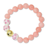 108818, FLORAL CERAMIC PORCELAIN SEMI PRECIOUS STONE BEADED STRETCH BRACELET