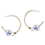 108821, CERAMIC PORCLAIN BEAD ACCENT HOOP EARRING