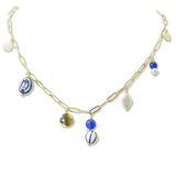 108825, CERAMIC PORCLAIN BEAD FRESHWATER PEARL CHARM NECKLACE