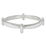 108840, CROSS ACCENT METAL STRETCH BRACELET