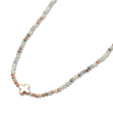 108841, CLOVER ACCENT DAINTY BEADED NECKLACE