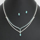 108851, MARQUISE RECTANGLE CUBIC ZIRCONIA ACCENT CRYSTAL RHINESTONE NECKLACE SET