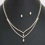 108851, MARQUISE RECTANGLE CUBIC ZIRCONIA ACCENT CRYSTAL RHINESTONE NECKLACE SET