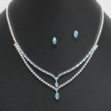 108851, MARQUISE RECTANGLE CUBIC ZIRCONIA ACCENT CRYSTAL RHINESTONE NECKLACE SET